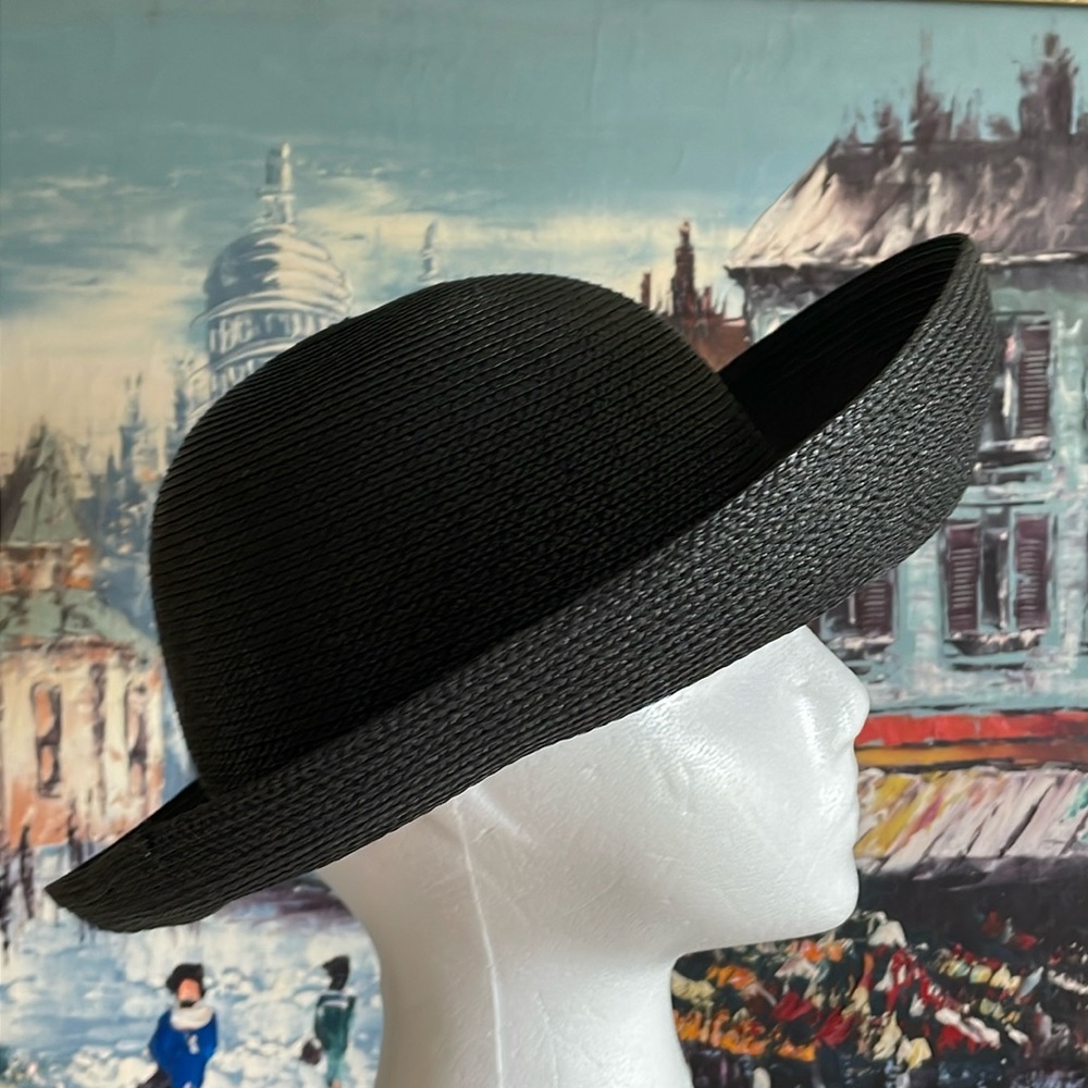 Very Stylish Vintage Black Woven Hat by Arlin